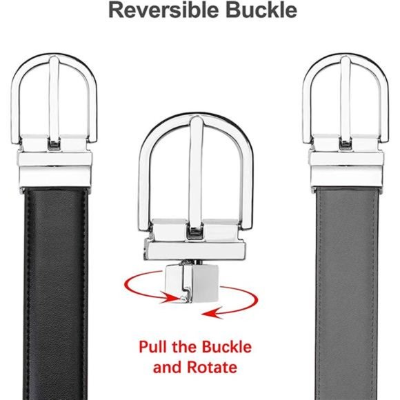 Falari Reversible Belt Genuine Leather Single Prong Buckle (1 Belt for 2 Colors) main image 4